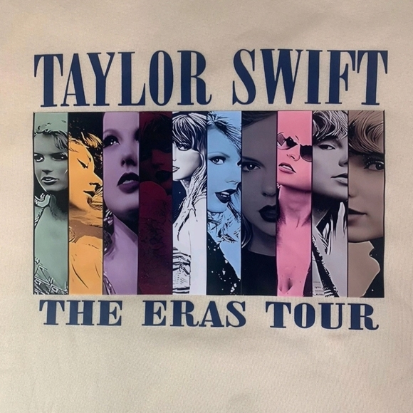 Taylor Swift Sweatshirt The Eras Tour Crew Neck Size XXL Cream Tan - Picture 4 of 10